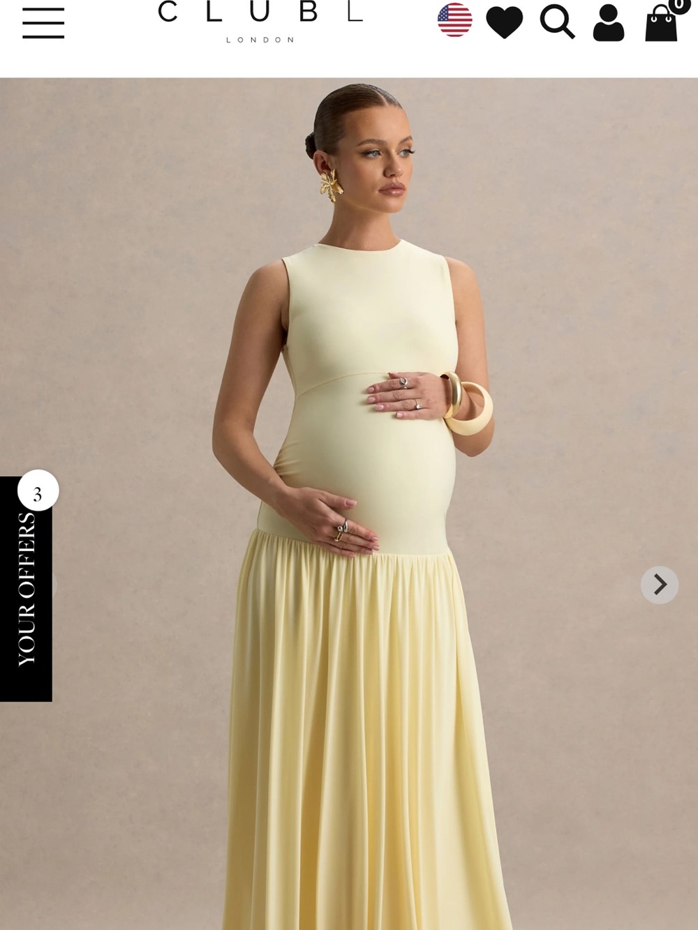 Club L London Sleeveless Maxi Maternity Dress in Pale Yellow